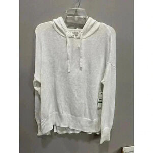 NWT Laundry by Shelli Segal Women's Large White Pullover Hooded Sweater Holiday